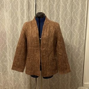 Made in Ireland Mohair Wool Country Jacket Coat Long Sleeves Light Brown Camel